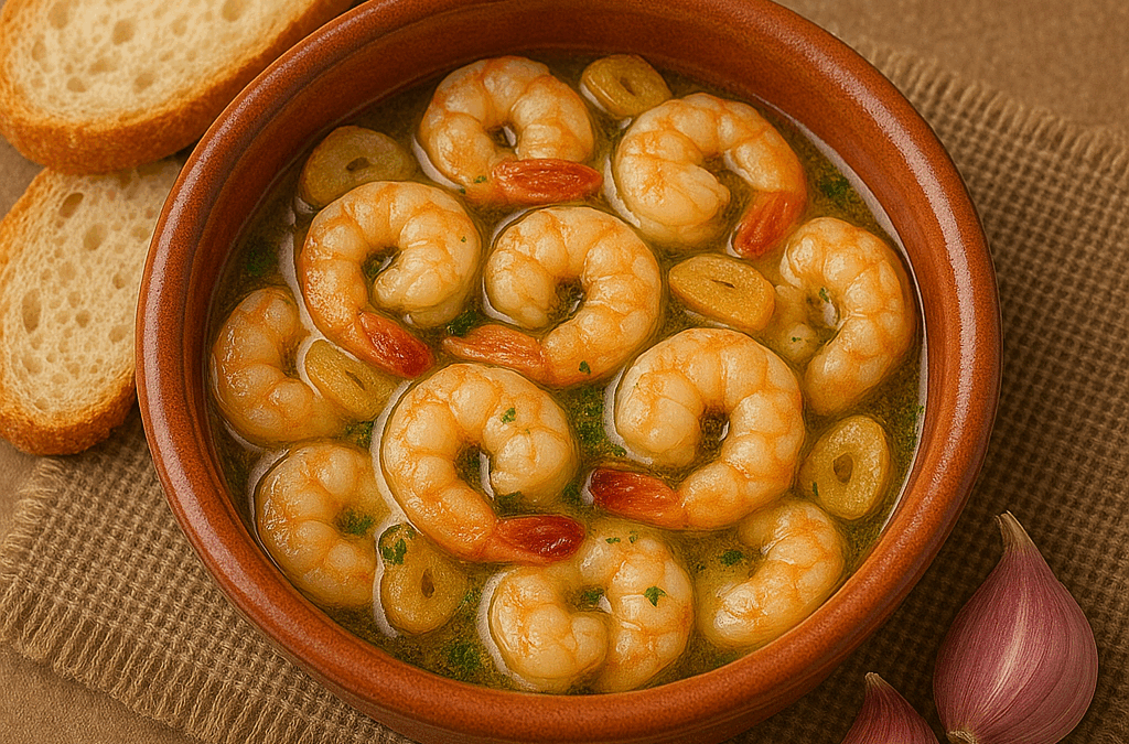 Gambas al ajillo con Ajo Morado Pedroñete